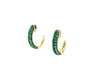 ESTATE .44CT AAA EMERALD 18KT YELLOW GOLD CLASSIC 3 ROW HUGGIE HANGING EARRINGS