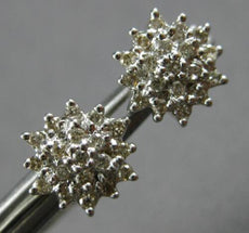 ESTATE .40CT DIAMOND 14KT WHITE GOLD CLASSIC CLUSTER FLOWER STAR STUD EARRINGS