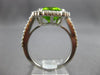 7.9CT DIAMOND & AAA PERIDOT 14KT WHITE GOLD EMERALD CUT & ROUND ENGAGEMENT RING