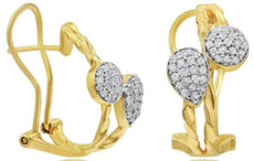 .40CT DIAMOND 14K YELLOW GOLD 3D CIRCULAR TEAR DROP ROPE DESIGN CLIP ON EARRINGS