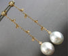 LARGE & LONG .15CT DIAMOND & AAA SOUTH SEA PEARL 18K WHITE GOLD HANGING EARRINGS