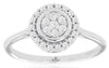 ESTATE .25CT DIAMOND 14KT WHITE GOLD 3D CLASSIC FLOWER HALO LOVE RING