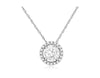 ESTATE .50CT DIAMOND 14KT WHITE GOLD SOLITAIRE ROUND HALO FLOATING LOVE NECKLACE