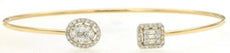 .46CT DIAMOND 14KT YELLOW GOLD 3D ROUND & BAGUETTE OVAL FLEXIBLE BANGLE BRACELET
