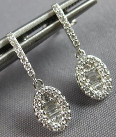 .30CT DIAMOND 14KT WHITE GOLD CLASSIC ROUND & BAGUETTE OVAL FUN HANGING EARRINGS