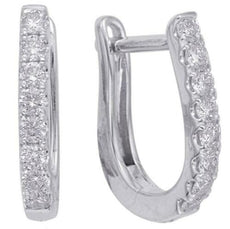 .36CT DIAMOND 14KT WHITE GOLD 3D 8 STONE OVAL HUGGIE LEVERBACK HANGING EARRINGS