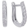 .36CT DIAMOND 14KT WHITE GOLD 3D 8 STONE OVAL HUGGIE LEVERBACK HANGING EARRINGS
