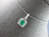 .87CT DIAMOND & AAA EMERALD 14KT WHITE GOLD ROUND SQUARE HALO FLOATING PENDANT