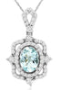 .93CT DIAMOND & AAA AQUAMARINE 14KT WHITE GOLD 3D OVAL & ROUND FLOATING PENDANT