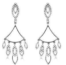 ESTATE .40CT DIAMOND 14KT WHITE GOLD 3D MULTI LEAF CHANDELIER HANGING EARRINGS