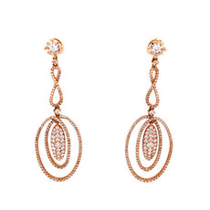 LARGE 2.56CT DIAMOND 18KT ROSE GOLD PAVE DOUBLE OVAL INFINITY HANGING EARRINGS