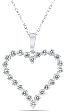 .50CT DIAMOND 14KT WHITE GOLD 3D CLASSIC ROUND OPEN HEART LOVE FLOATING PENDANT