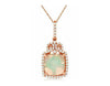 1.60CT DIAMOND & AAA OPAL 14KT ROSE GOLD CUSHION & ROUND CROWN FLOATING PENDANT
