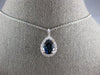ESTATE LARGE 3.17CT DIAMOND & AAA SAPPHIRE 14KT WHITE GOLD HALO FLOATING PENDANT