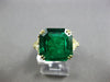LARGE 7.81CT YELLOW DIAMOND AAA COLOMBIAN EMERALD 18KT YELLOW GOLD PLATINUM RING
