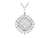 .91CT DIAMOND 14KT WHITE GOLD ROUND & BAGUETTE FLOWER BALLERINA FLOATING PENDANT