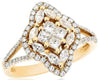 1.1CT DIAMOND 14KT YELLOW GOLD 3D ROUND PRINCESS & MARQUISE INVISIBLE FUN RING