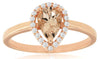 .77CT DIAMOND & AAA MORGANITE 14KT ROSE GOLD PEAR SHAPE & ROUND ENGAGEMENT RING