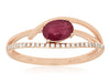ESTATE .63CT DIAMOND & AAA RUBY 14KT WHITE GOLD 3D OVAL & ROUND CRISS CROSS RING