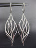 ESTATE LARGE .82CT ROUND DIAMOND 18K WHITE GOLD 3D CLASSIC LEAF HANGING EARRINGS