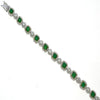 WIDE 11.83CT DIAMOND & AAA EMERALD 18KT 2 TONE GOLD CLASSIC HALO TENNIS BRACELET