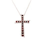 ESTATE .67CT DIAMOND & AAA RUBY 18KT WHITE GOLD CLASSIC CROSS FLOATING PENDANT