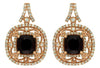 LARGE 3.35CT DIAMOND & AAA RHODOLITE 14KT ROSE GOLD CUSHION & ROUND FUN EARRINGS