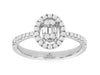 ESTATE .46CT DIAMOND 14K WHITE GOLD ROUND & BAGUETTE CLUSTER OVAL HALO LOVE RING