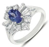 1.55CT DIAMOND & AAA TANZANITE 14KT WHITE GOLD OVAL ROUND & BAGUETTE LOVE RING