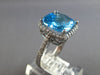 6.98CT DIAMOND & AAA LIGHT BLUE TOPAZ 14K WHITE GOLD 3D CUSHION & ROUND FUN RING