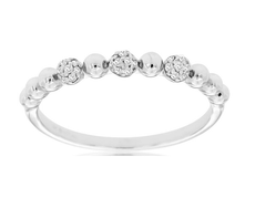 ESTATE .09CT DIAMOND 14KT WHITE GOLD 3D CLASSIC MULTI BEAD FUN RING