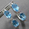 1.40CT DIAMOND & AAA BLUE TOPAZ 14K WHITE GOLD OVAL & ROUND HOOP EARRINGS #27919