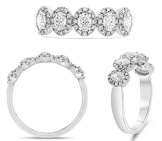 .72CT DIAMOND PLATINUM 3D OVAL & ROUND 5 STONE HALO WEDDING ANNIVERSARY RING