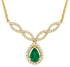 ESTATE .63CT DIAMOND & AAA EMERALD 14KT YELLOW GOLD PEAR SHAPE INFINITY NECKLACE