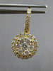 LARGE .82CT DIAMOND 18KT YELLOW GOLD ROUND CLUSTER FLOWER HALO HANGING EARRINGS
