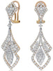 LARGE 5.17CT DIAMOND 18K WHITE & ROSE GOLD DOUBLE TEAR DROP CLIP ON FUN EARRINGS