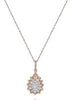 ESTATE .39CT DIAMOND 14KT ROSE GOLD 3D CLASSIC FLORAL TEAR DROP FLOATING PENDANT
