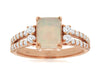 1.60CT DIAMOND & AAA OPAL 14KT ROSE GOLD CUSHION & ROUND CLASSIC ENGAGEMENT RING