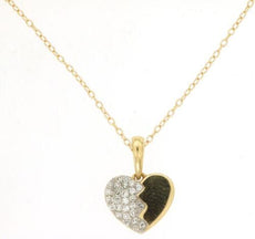 ESTATE .12CT DIAMOND 14KT YELLOW GOLD 3D CLASSIC HEART LOVE FLOATING PENDANT