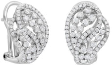 1.35CT DIAMOND 18KT WHITE GOLD 3D ROUND DOUBLE LEAF LOVE KNOT HANGING EARRINGS