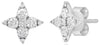 ESTATE .51CT DIAMOND 14KT WHITE GOLD 3D ROUND STAR FLOWER STUD EARRINGS