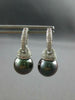 LARGE .50CT DIAMOND & AAA TAHITIAN PEARL 14KT WHITE GOLD HUGGIE HANGING EARRINGS