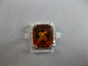 LARGE 7.96CT DIAMOND & AAA CITRINE 14KT WHITE GOLD CUSHION & ROUND HALO FUN RING