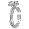 1.33CT DIAMOND 14K WHITE GOLD CUSHION & ROUND SQUARE ENGAGEMENT WEDDING RING SET