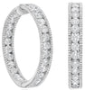 11.86CT DIAMOND 18K WHITE GOLD 3D CLASSIC 3 ROW INSIDE OUT HOOP HANGING EARRINGS