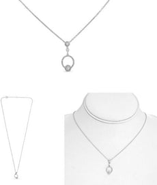 .26CT DIAMOND 14K WHITE GOLD ROUND FLORAL CIRCLE OF LIFE ADJUSTABLE FUN NECKLACE