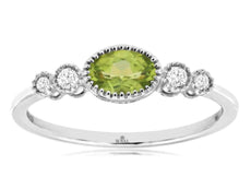 .54CT DIAMOND & AAA PERIDOT 14KT WHITE GOLD 3D OVAL & ROUND FILIGREE LOVE RING