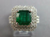 LARGE 3.08CT DIAMOND & AAA EMERALD 14K WHITE GOLD 3D HALO ENGAGEMENT RING #27577