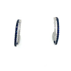 1.17CT DIAMOND & AAA SAPPHIRE 18KT WHITE GOLD CLASSIC UMBRELLA HANGING EARRINGS