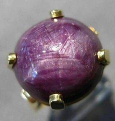 ANTIQUE EXTRA LARGE 19.95CT STAR RUBY SAPPHIRE 14KT YELLOW GOLD 3D RING #25648